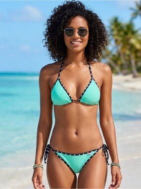 Women's Aqua DOLL Triangle Bikini with Polka-Trim